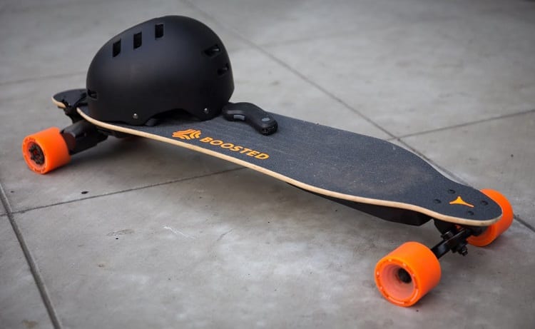 Black Helmet On Electric Skateboard